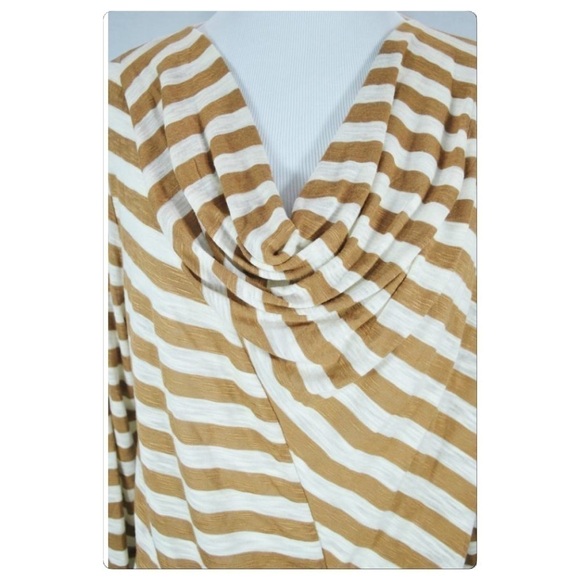 Ellen Tracy draped neck asymmetrical striped top size L - Picture 4 of 4